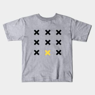 Black and Yellow X Pattern Kids T-Shirt